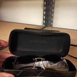 Chanel Black and Gold Sunglasses with Case